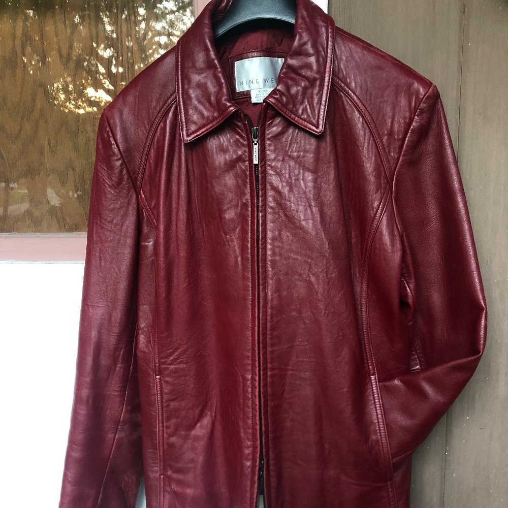 Nine West red leather coat